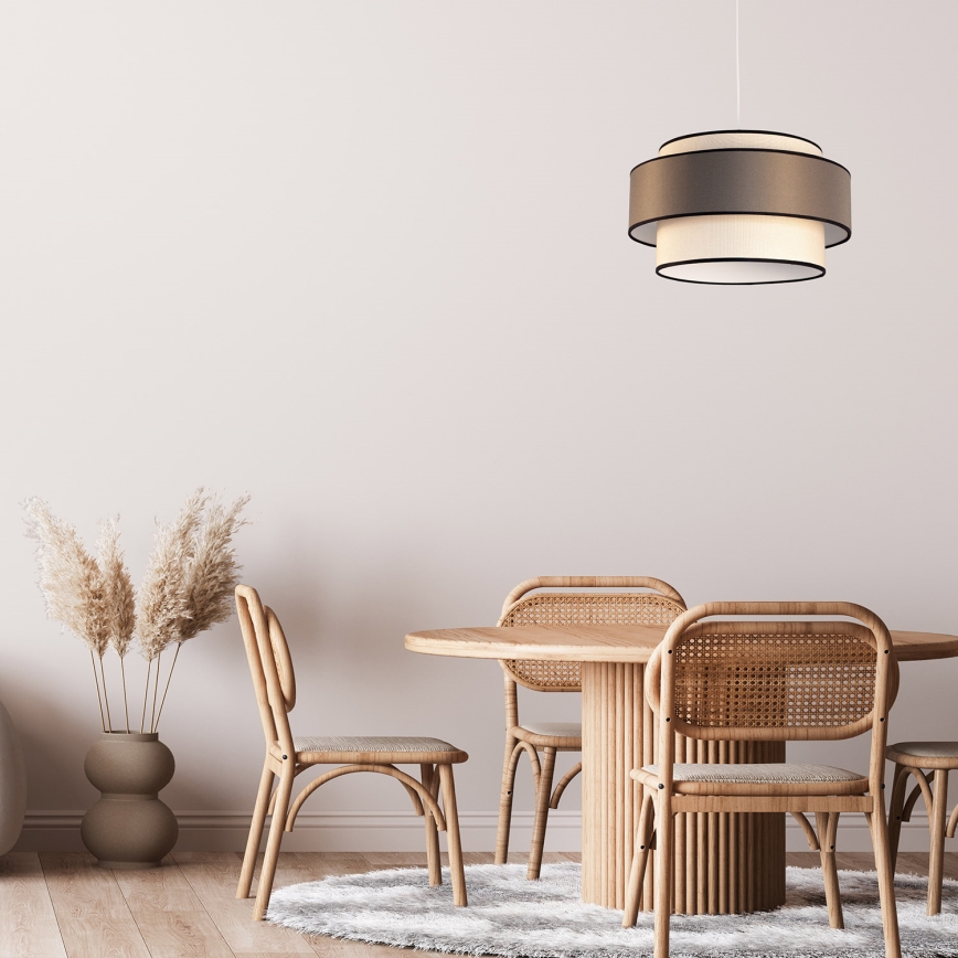 Lustre com cabo GRACE 1xE27/60W/230V diâmetro 40 cm creme/cinzento