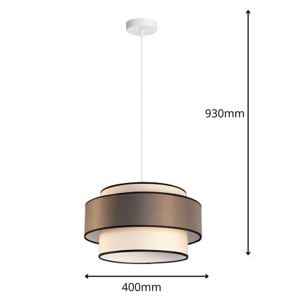 Lustre com cabo GRACE 1xE27/60W/230V diâmetro 40 cm creme/cinzento