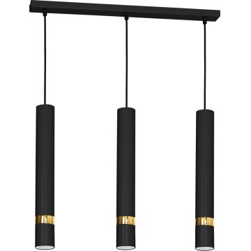Lustre com cabo JOKER 3xGU10/25W/230V preto/dourado