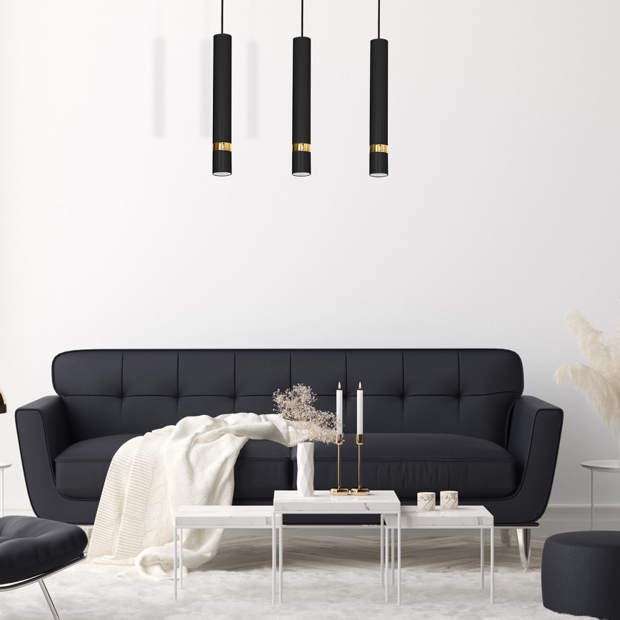 Lustre com cabo JOKER 3xGU10/25W/230V preto/dourado