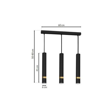 Lustre com cabo JOKER 3xGU10/25W/230V preto/dourado