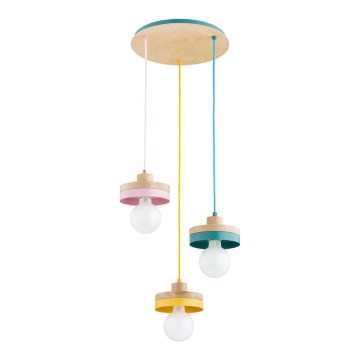 Lustre com cabo LARSO 3xE27/15W/230V multicolorido