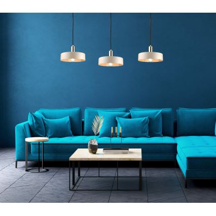 Lustre com cabo LATTE 3xE27/60W/230V bege/preto/dourado