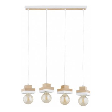 Lustre com cabo MIKO 4xE27/15W/230V branco/bege