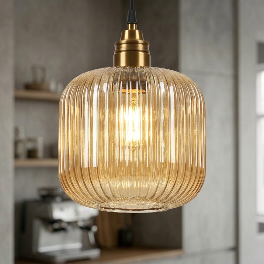 Lustre com cabo MILOU 1xE27/15W/230V dourado/bege fumê