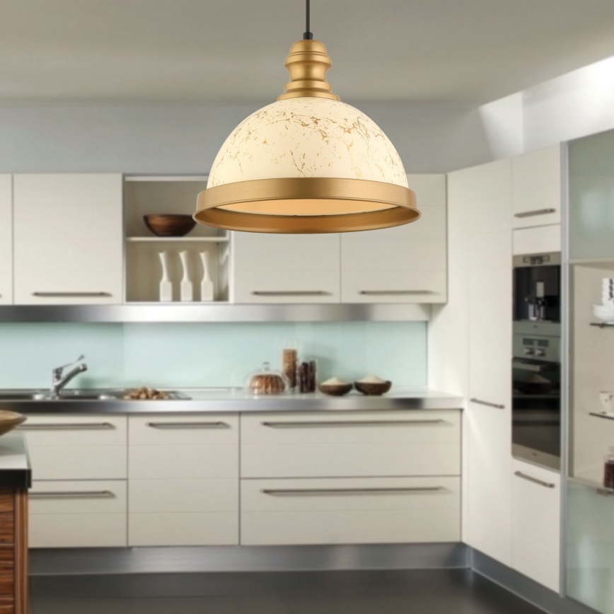 Lustre com cabo MONZA 1xE27/40W/230V Ø 29 cm creme/bronze