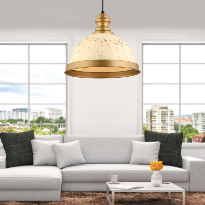 Lustre com cabo MONZA 1xE27/40W/230V Ø 29 cm creme/bronze