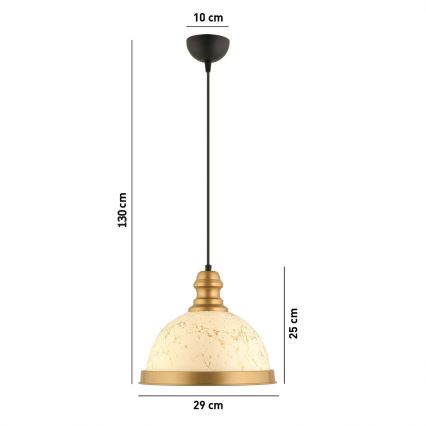 Lustre com cabo MONZA 1xE27/40W/230V Ø 29 cm creme/bronze