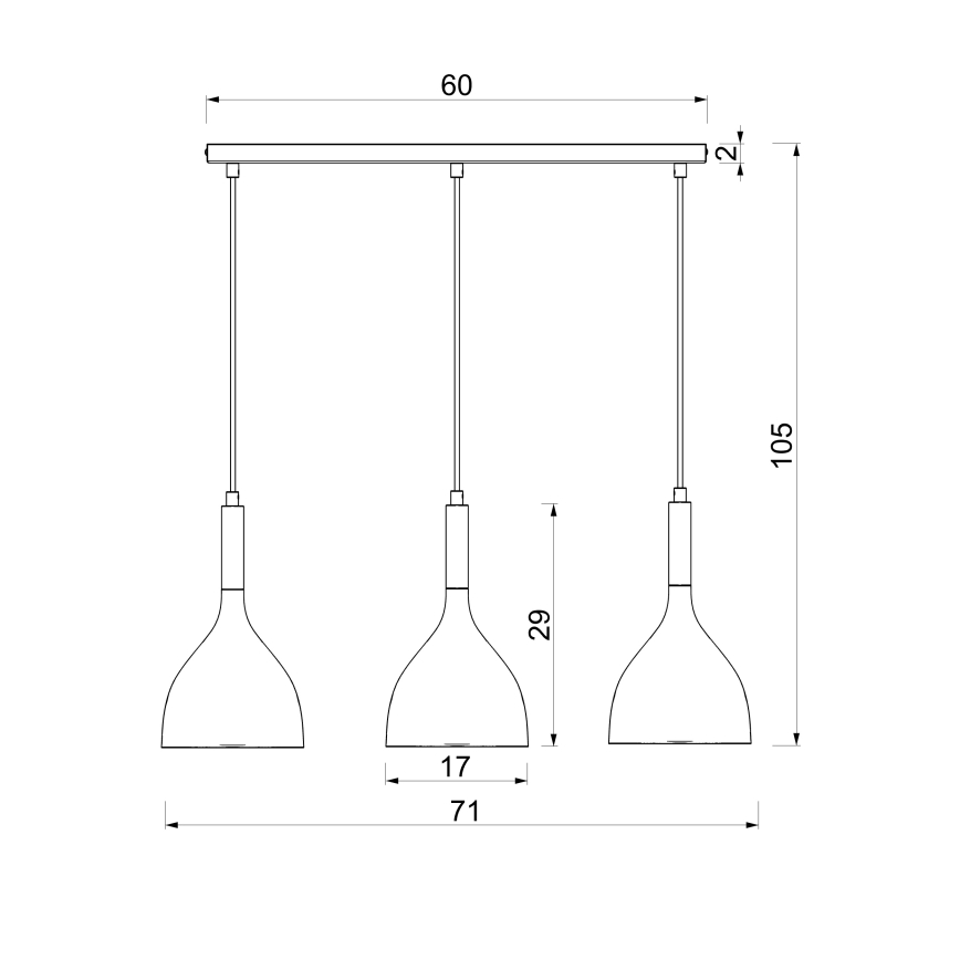 Lustre com cabo NOAK 3xE27/15W/230V bordô