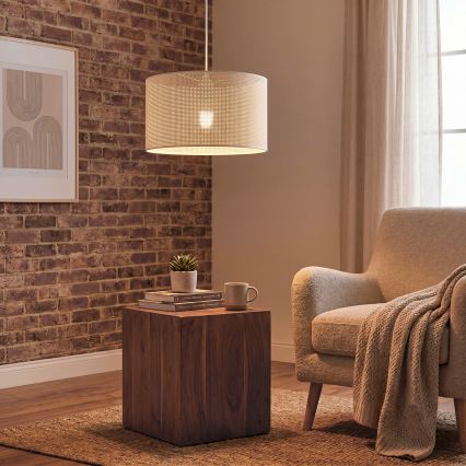 Lustre com cabo SIRJA PLISADO 1xE27/15W/230V Ø 35 cm creme