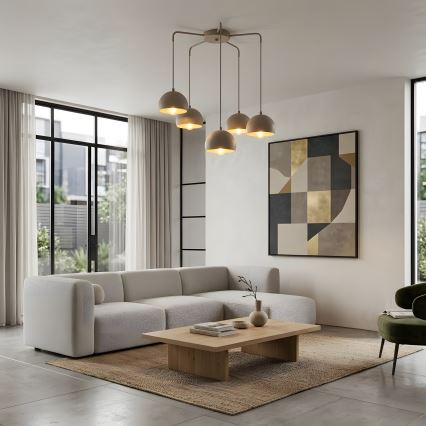 Lustre com cabo SOOL 5xE27/15W/230V bege