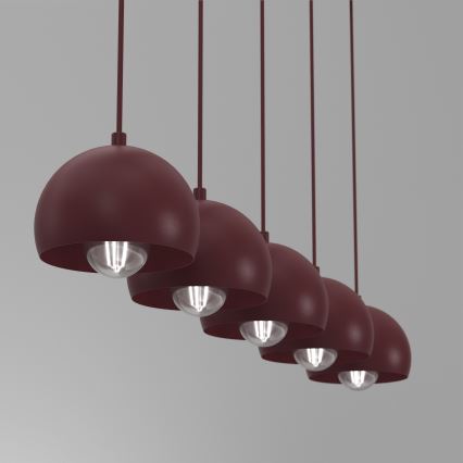 Lustre com cabo SOOL 5xE27/15W/230V bordô