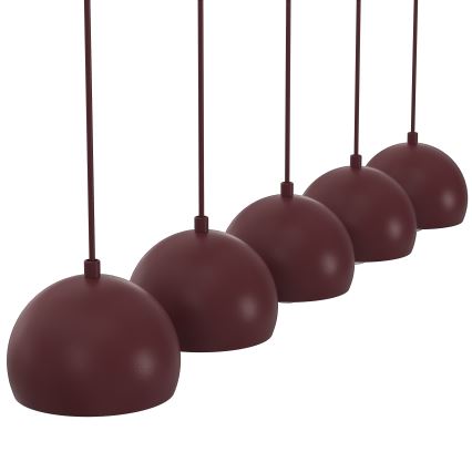 Lustre com cabo SOOL 5xE27/15W/230V bordô