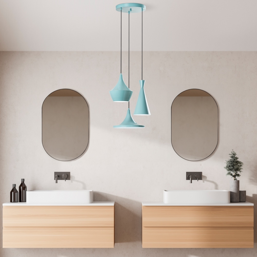 Lustre com cabo TOM 3xE27/40W/230V azul