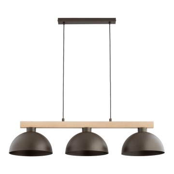 Lustre com cabo VERTA 3xE27/15W/230V castanho/bege