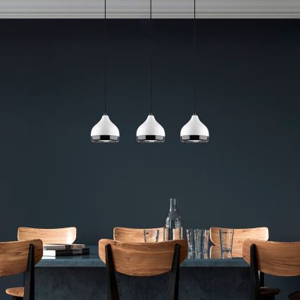 Lustre com cabo YILDO 3xE27/40W/230V branco/preto