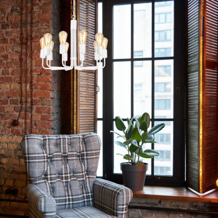 Lustre com corrente 10xE27/60W/230V branco