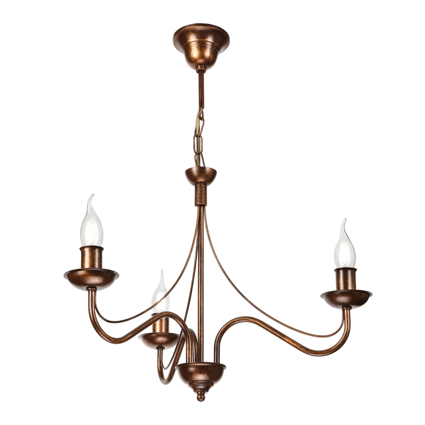 Lustre com corrente ANTON 3xE14/15W/230V bronze