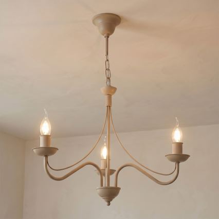 Lustre com corrente ANTON 3xE14/60W/230V bege
