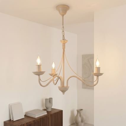 Lustre com corrente ANTON 3xE14/60W/230V bege