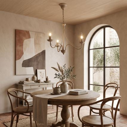 Lustre com corrente ANTON 3xE14/60W/230V bege