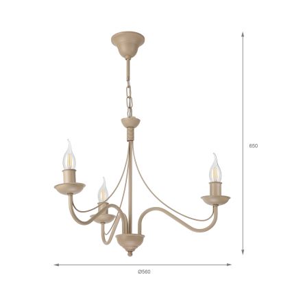 Lustre com corrente ANTON 3xE14/60W/230V bege