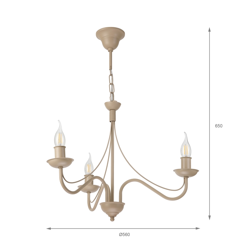 Lustre com corrente ANTON 3xE14/60W/230V bege