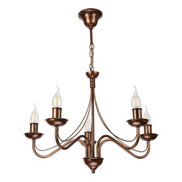 Lustre com corrente ANTON 5xE14/15W/230V, acabamento em bronze