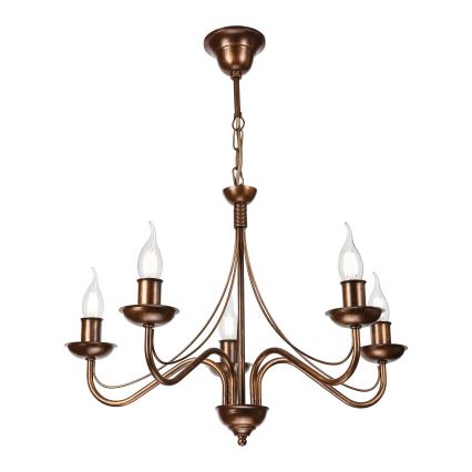 Lustre com corrente ANTON 5xE14/15W/230V, acabamento em bronze