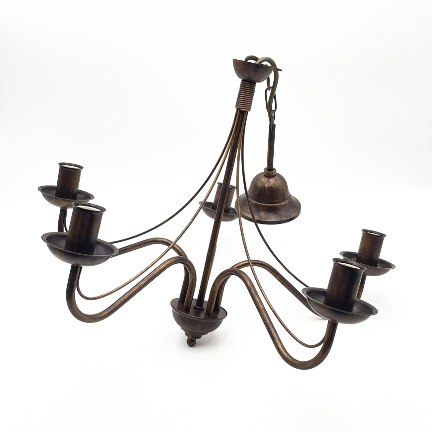 Lustre com corrente ANTON 5xE14/15W/230V, acabamento em bronze