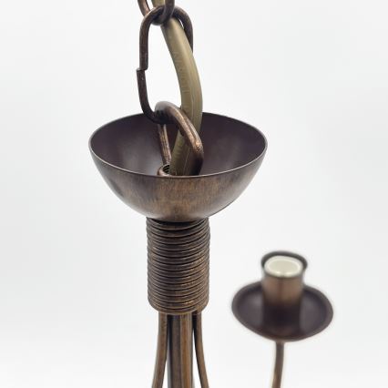 Lustre com corrente ANTON 5xE14/15W/230V, acabamento em bronze