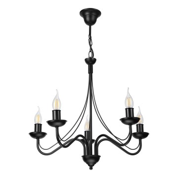 Lustre com corrente ANTON 5xE14/15W/230V preto