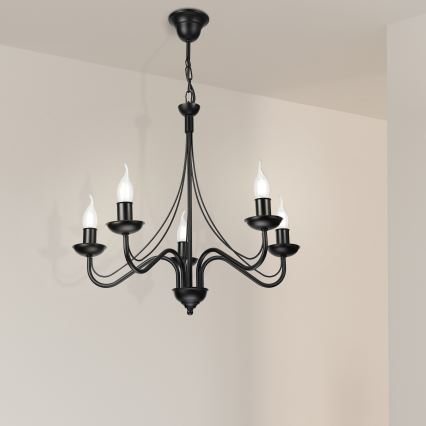 Lustre com corrente ANTON 5xE14/15W/230V preto
