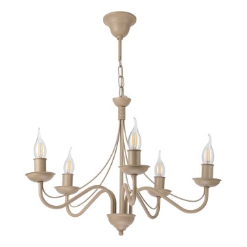 Lustre com corrente ANTON 5xE14/60W/230V bege