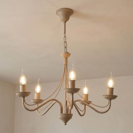 Lustre com corrente ANTON 5xE14/60W/230V bege