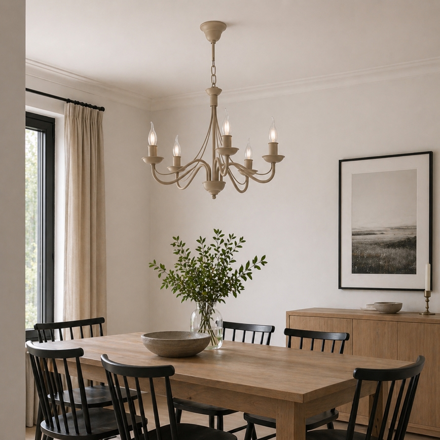 Lustre com corrente ANTON 5xE14/60W/230V bege