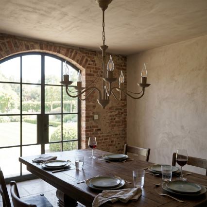 Lustre com corrente ANTON 5xE14/60W/230V bege