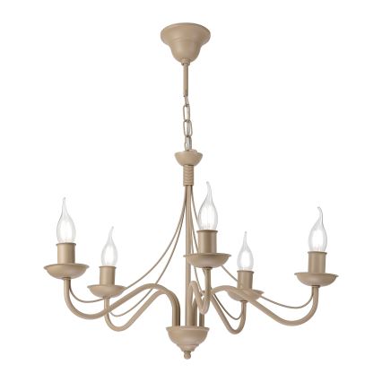 Lustre com corrente ANTON 5xE14/60W/230V bege