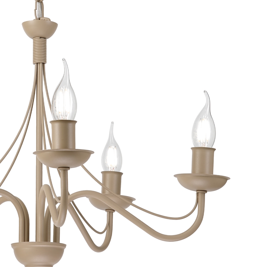 Lustre com corrente ANTON 5xE14/60W/230V bege