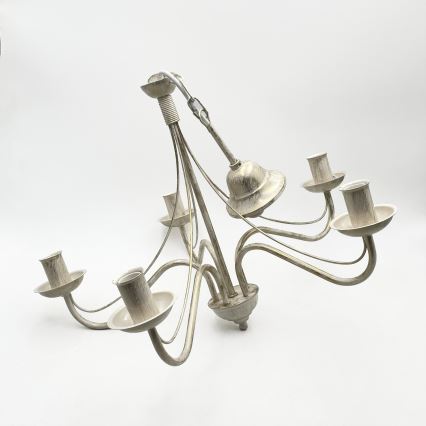 Lustre com corrente ANTON 5xE14/60W/230V pátina branca