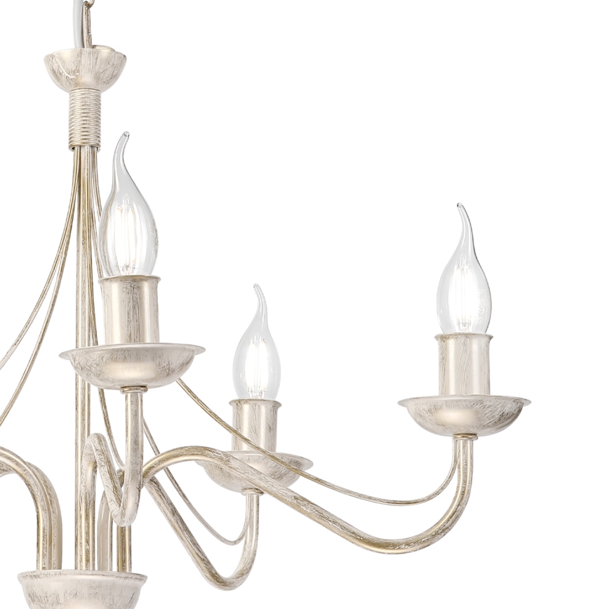 Lustre com corrente ANTON 5xE14/60W/230V pátina branca