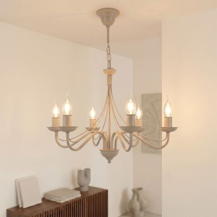 Lustre com corrente ANTON 6xE14/60W/230V bege