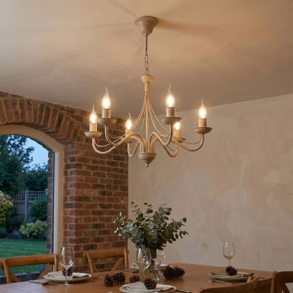 Lustre com corrente ANTON 6xE14/60W/230V bege
