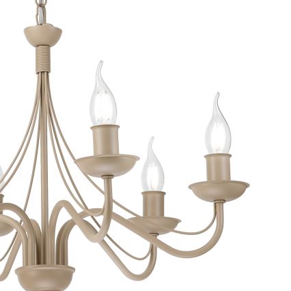 Lustre com corrente ANTON 6xE14/60W/230V bege