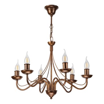 Lustre com corrente ANTON 6xE14/60W/230V bronze