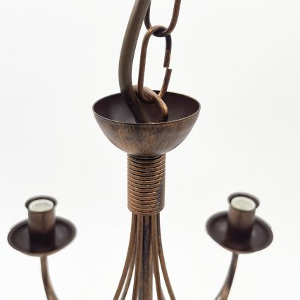 Lustre com corrente ANTON 6xE14/60W/230V bronze
