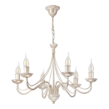 Lustre com corrente ANTON 6xE14/60W/230V pátina branca