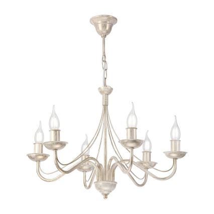 Lustre com corrente ANTON 6xE14/60W/230V pátina branca