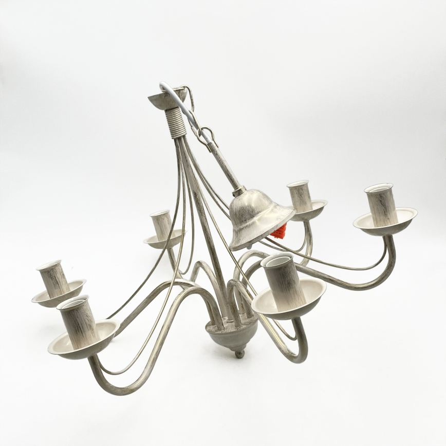 Lustre com corrente ANTON 6xE14/60W/230V pátina branca