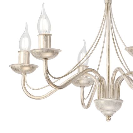 Lustre com corrente ANTON 6xE14/60W/230V pátina branca
